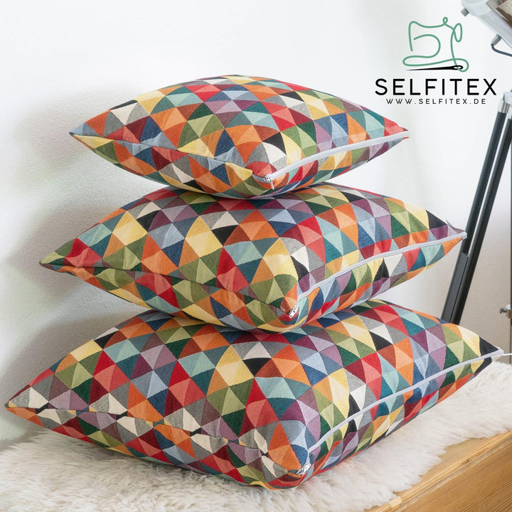 Selfitex 2er Set Bunte Couchkissen 50x50 cm, Sofakissen mit Füllung und Bezug, kuschelweiches Leseki
