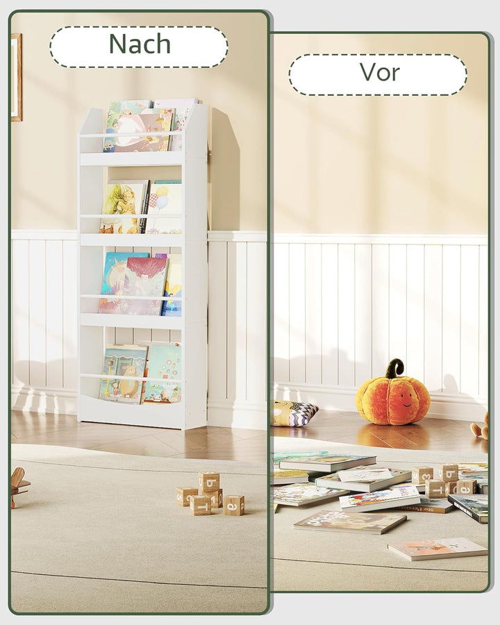 CHOEZON Kinderzimmer Möbel, 4-stöckiges Wandregal Bücher für Kinder, Bücherregal, Spielzeugaufbewahr