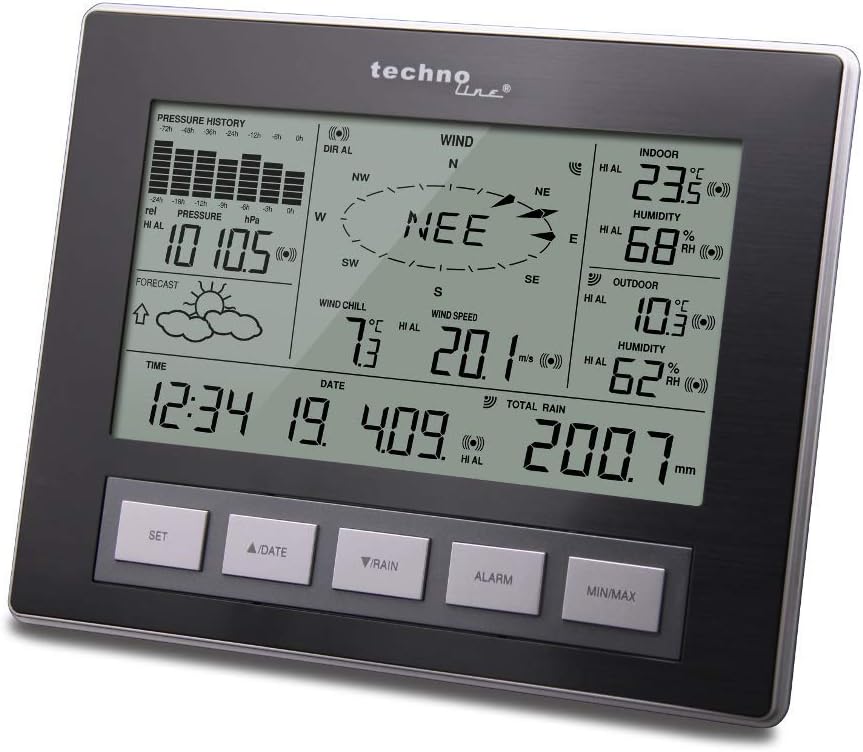 Technoline WS 2816, Wetterstation mit allen relevanten Daten zum aktuellem Wetter, mit nützlichen Zu