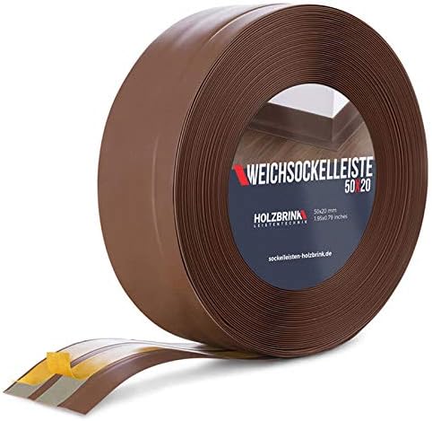 HOLZBRINK Weichsockelleiste selbstklebend SCHOKOLADE Knickleiste, 50x20mm, 25 Meter 25m