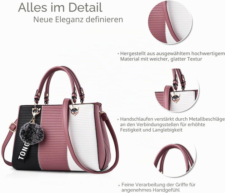 NICOLE & DORIS 2024 Neue Frauen Tasche Damen Leder Handtasche Mode Umhängetasche Mit Pompon abnehmba