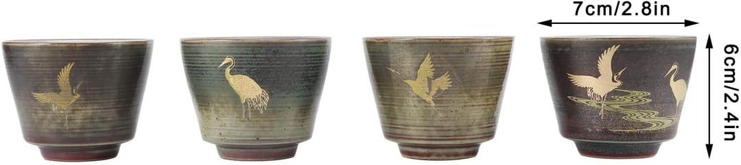 4 Stück Keramikbecher, Keramik-Teetassenset Retro-Tee-Becher in Der Chinesischen/Japanischen Kung-Fu