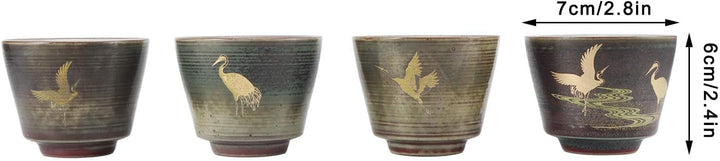 4 Stück Keramikbecher, Keramik-Teetassenset Retro-Tee-Becher in Der Chinesischen/Japanischen Kung-Fu
