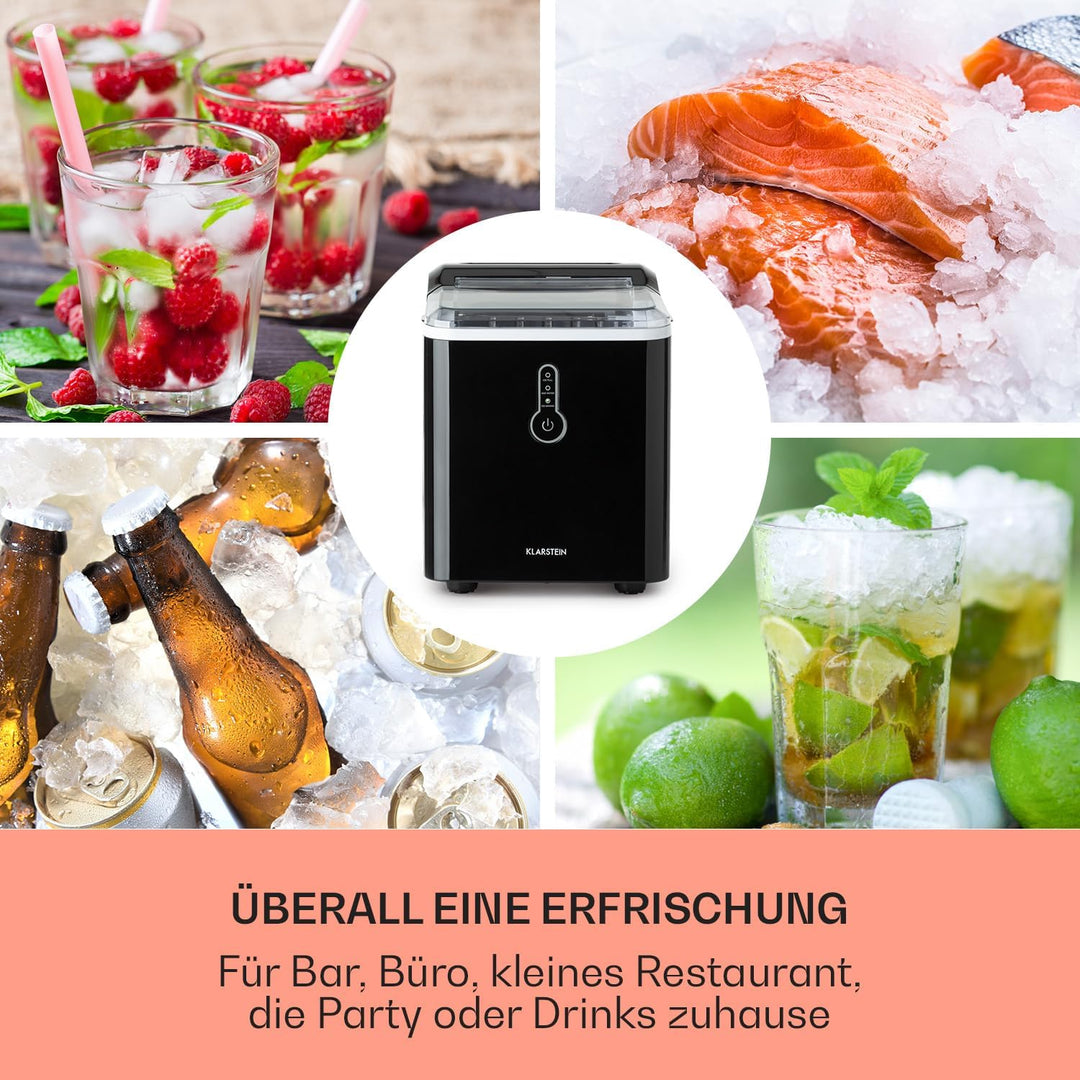 Klarstein Chillout - Eiswürfelmaschine, 12 kg Eis pro Tag, Produktionszyklus: 8 min, Wassertank: 1,5