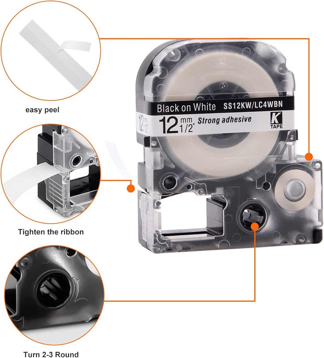5x Labelwell Kompatibel Schriftband Ersatz für LC-4WBN9 LC-4LBP9 LC-4RBP9 LC-4YBW9 LC-4GBP9 für Labe