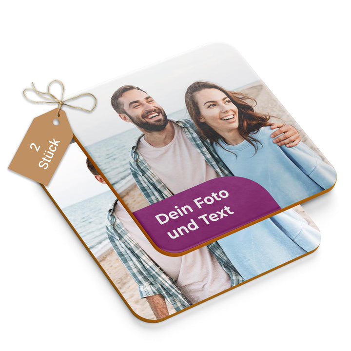 Cimpress Foto Untersetzer, Personalisierter Glasuntersetzer aus Kork, 9,5 × 9,5 cm, mit Bild oder Te