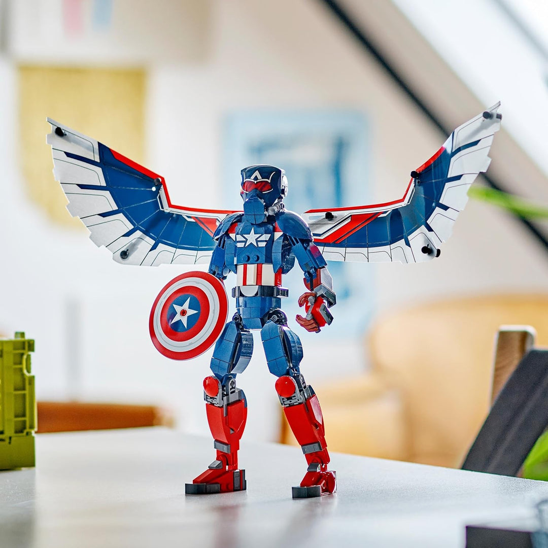 LEGO Marvel New Captain America Baufigur, Superhelden Spielzeug für Kinder, baubares Modell und Mini