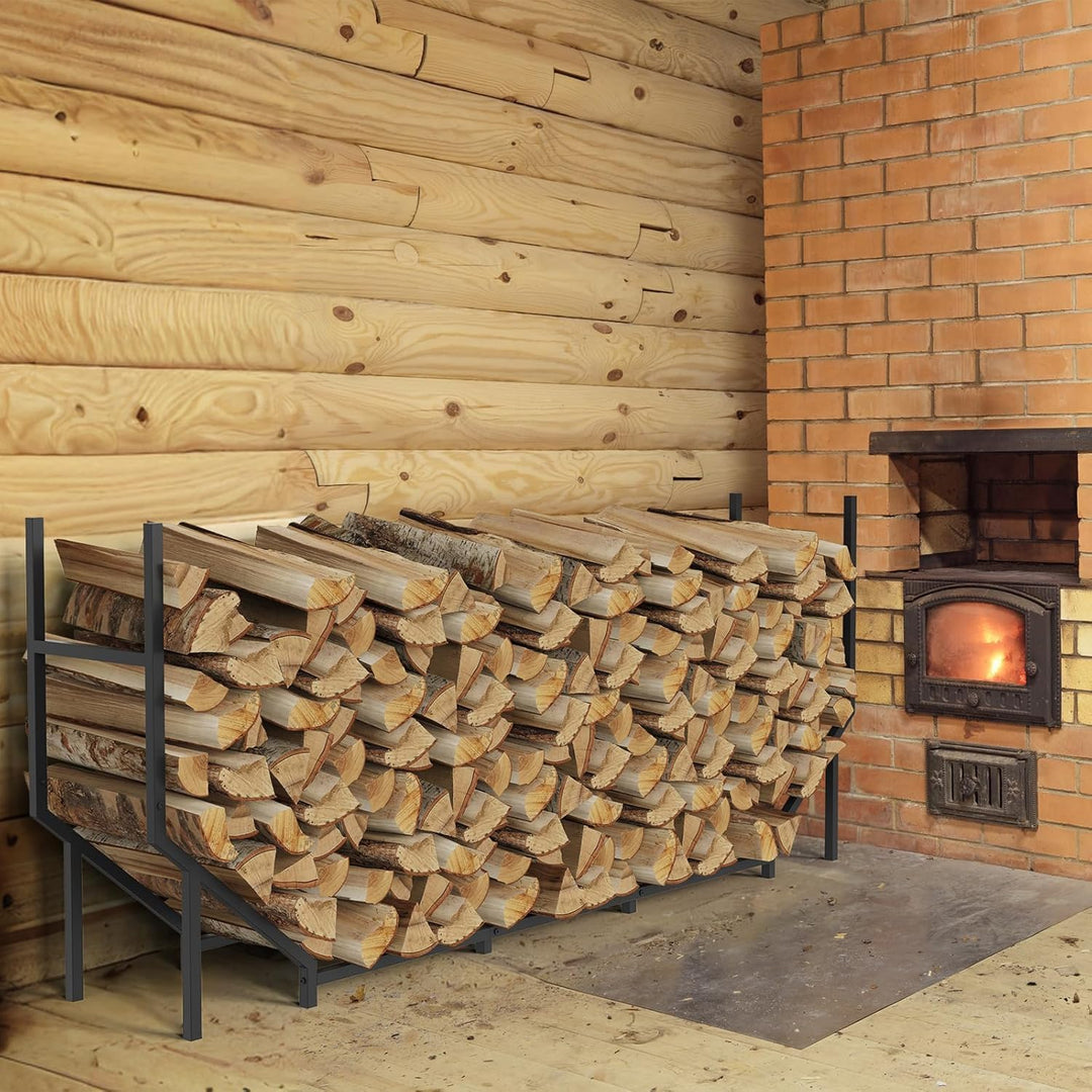 CADUKE Kaminholzregal für den Aussenbereich, 1,8 m, Holzregale für Kaminholz, Feuerholzhalter, Innen