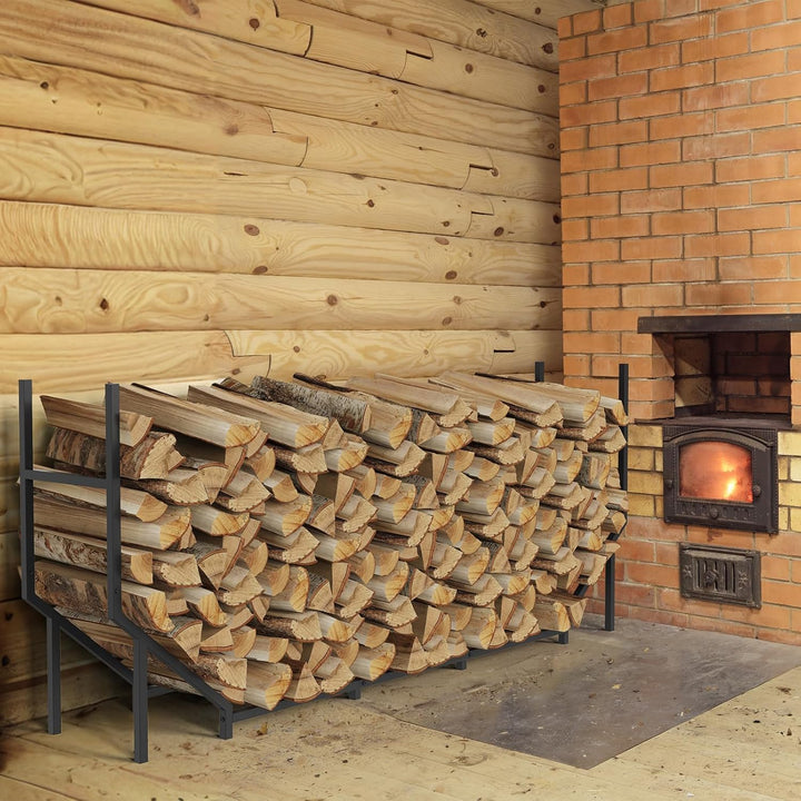 CADUKE Kaminholzregal für den Aussenbereich, 1,8 m, Holzregale für Kaminholz, Feuerholzhalter, Innen