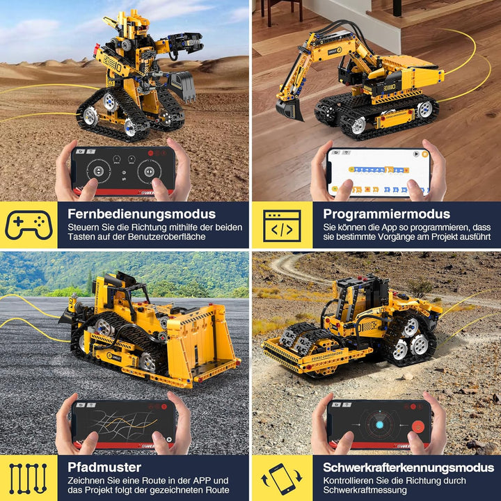 Technic Roboter Bauspielzeug Bausatz, 535PCS 5-IN-1 RC Roboter und Auto, Ferngesteuert und App Robot