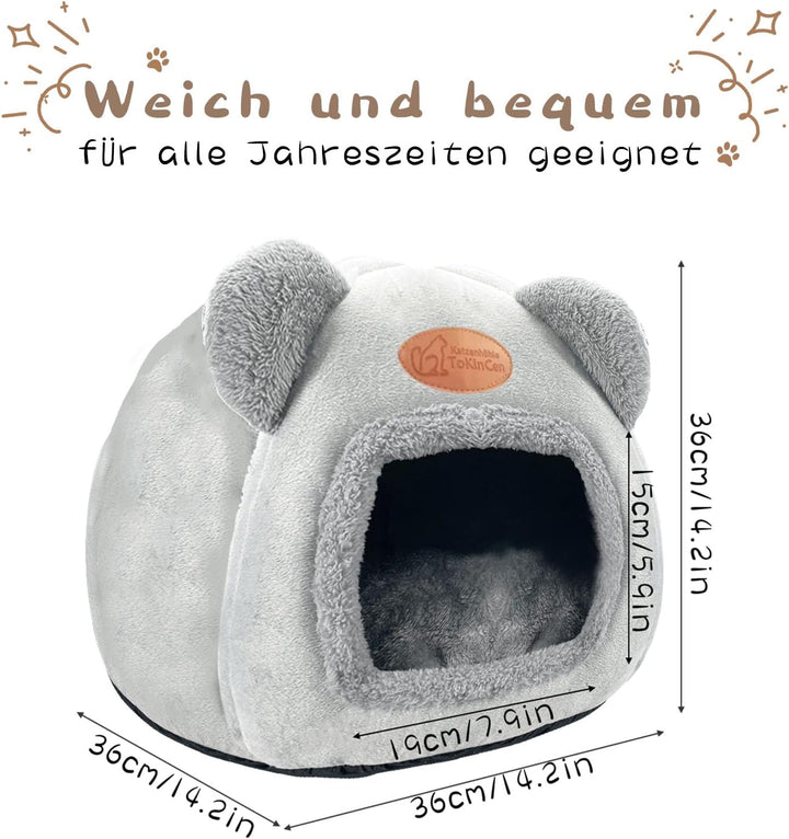 Waschbares Katzenhaus Indoor Katzen Katzenhöhle Mit Anti-Rutsch Boden undAbnehmbarem Matte,ür Katzen
