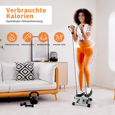 Niceday Mini Stepper für Zuhause | Up-Down Swing Stepper mit Power Ropes | Stepper Hometrainer mit L