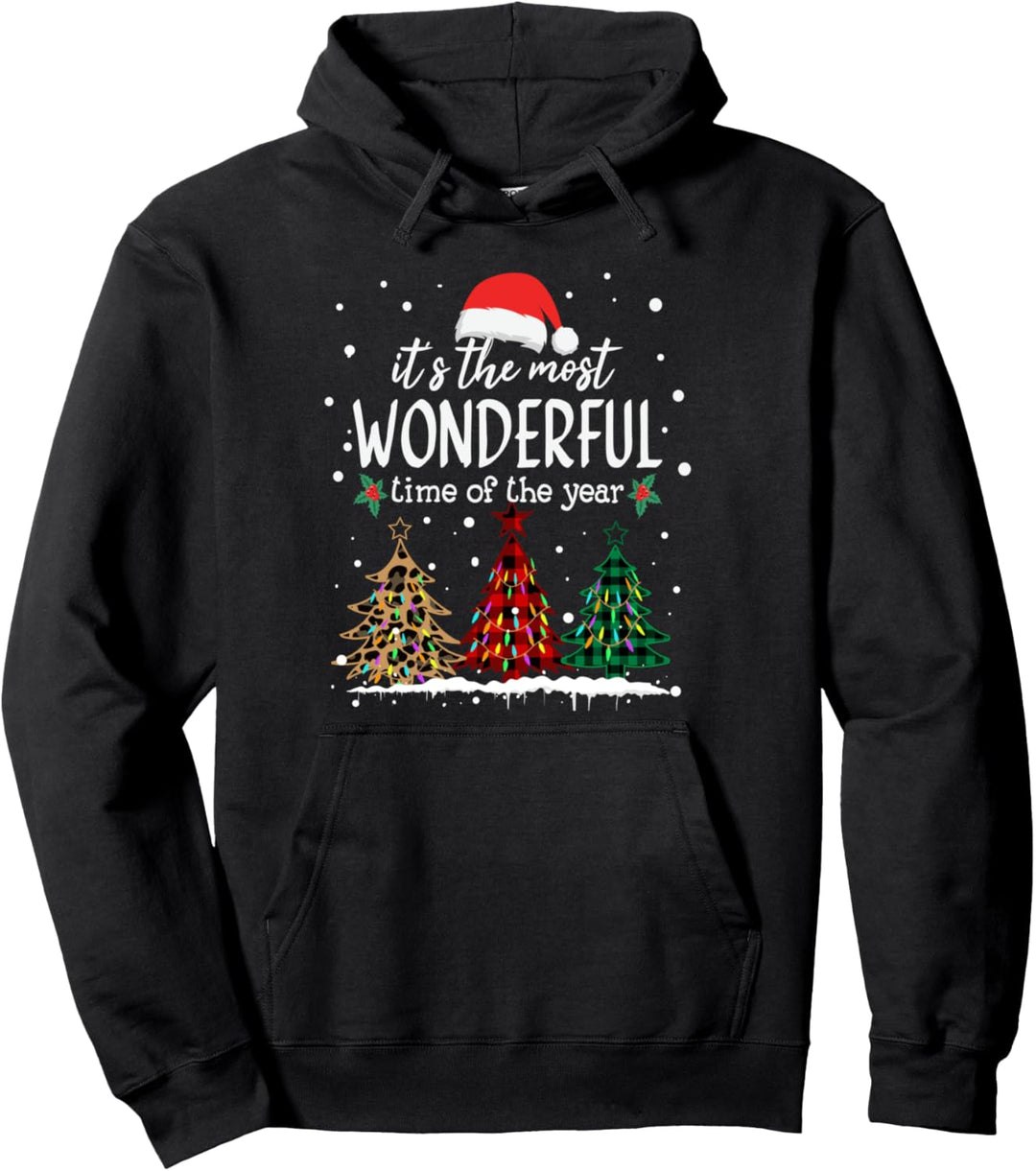 It's The Most Wonderful Time Of The Year Leopard Xmas Trees Pullover Hoodie
