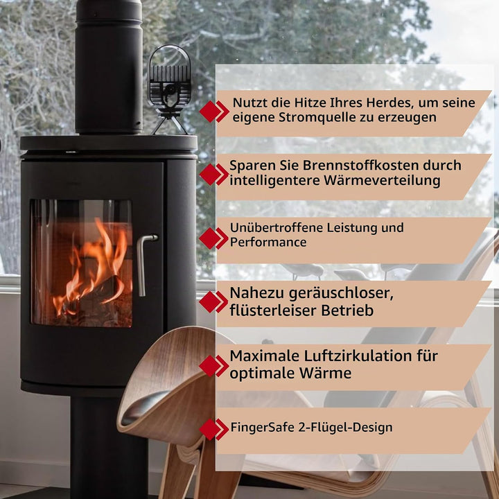 Ecofan Air Deco I, zeitgenössischen Stil, wärmebetriebener Holzofenventilator, 271 m³/h, 8203CAXBX,