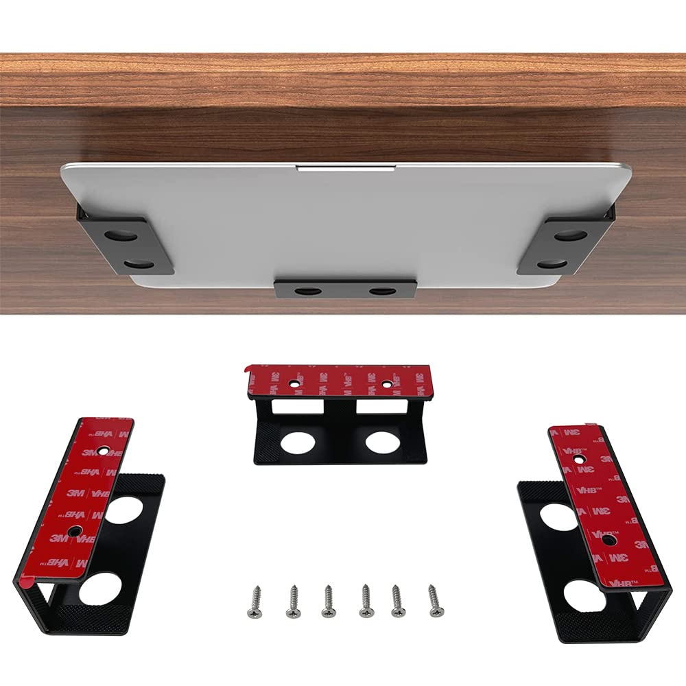 Aluminium Untertisch Halterung Regal Halter Ständer für Laptop, Mac mini, MacBook Air/Pro mit Klebst