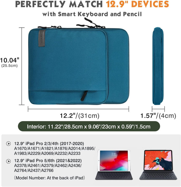MoKo 12.9 Zoll Tablet Hülle Kompatibel mit iPad Pro 12.9 M2 2022-2018, Galaxy Tab S8+ 12.4", Surface