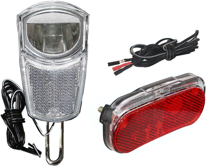 BDCP Fahrrad Nabendynamo Beleuchtungsset 4,UN-4268 LED-Scheinwerfer, Rücklicht und Kabel