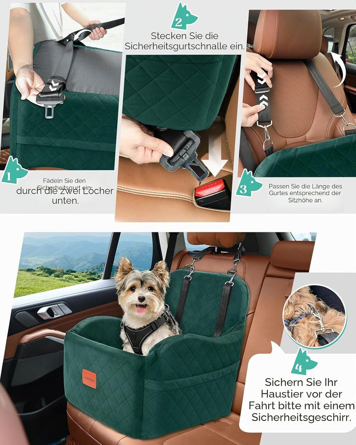 Hunde-Autositz für kleine/mittelgrosse Hunde, tragbarer Welpensitz mit erhöhtem Kissen, vollständig