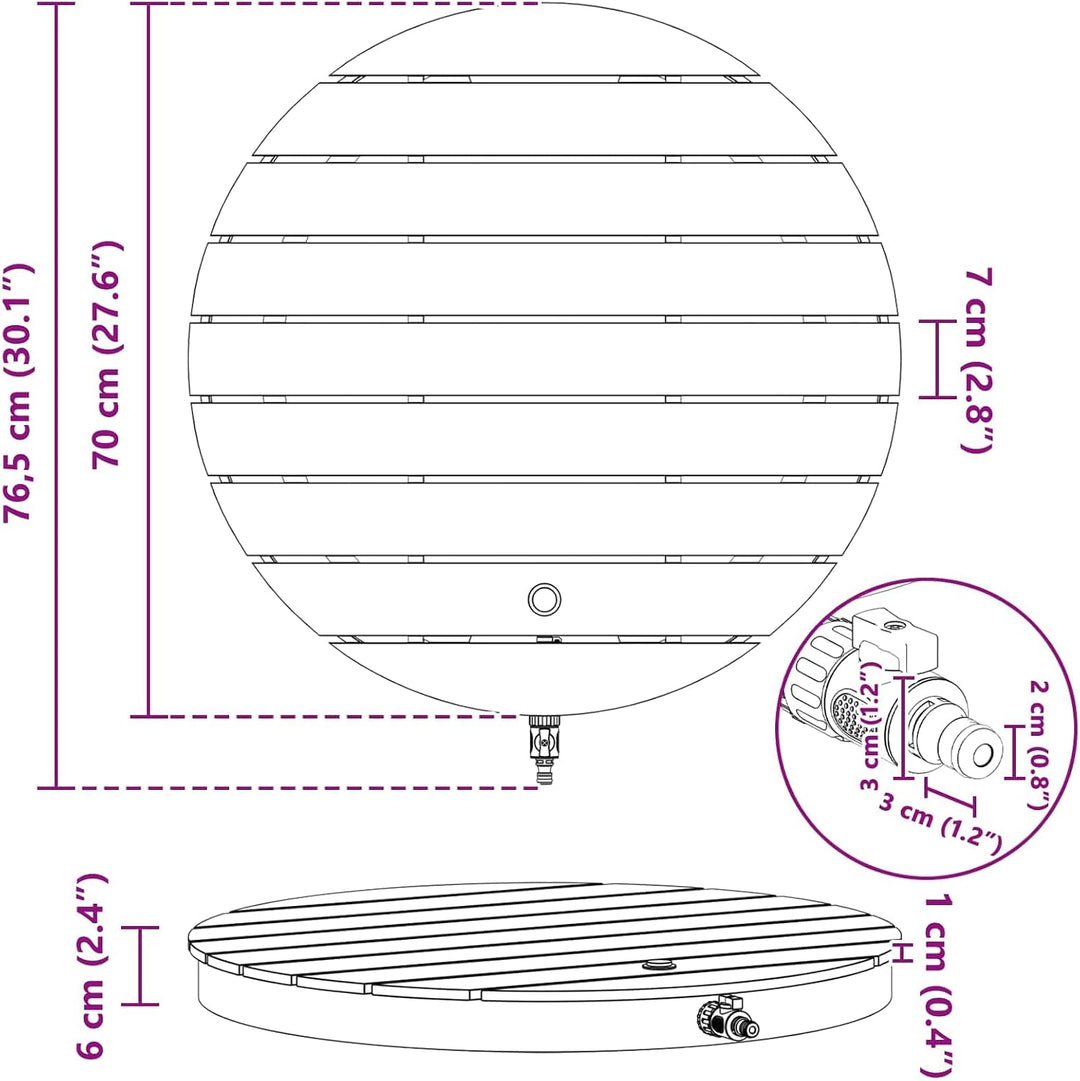 vidaXL Garten Boden Dusche WPC und Edelstahl 201 Anthrazit, mit Fusstaster, 4 m Wasserhöheneinstellu