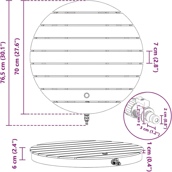 vidaXL Garten Boden Dusche WPC und Edelstahl 201 Anthrazit, mit Fusstaster, 4 m Wasserhöheneinstellu