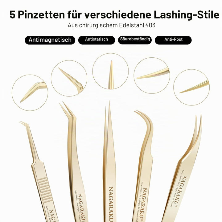 NAGARAKU Wimpernpinzette für Wimpernverlängerung Professionelle Präzisionspinzette Volume Eyelash Ed