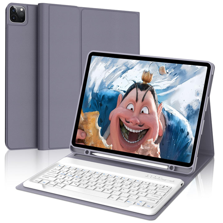 Hülle mit Tastatur für iPad Pro 12.9 (6/5/4/3 Gen), Deutsches QWERTZ, Magnetisch Abnehmbarer Bluetoo