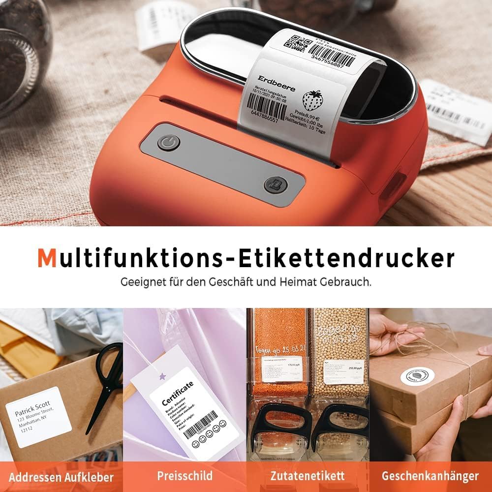 Phomemo M220 Etikettenhersteller, tragbarer Drucker, 80cm Bluetooth | Thermoetikettendrucker für Bar
