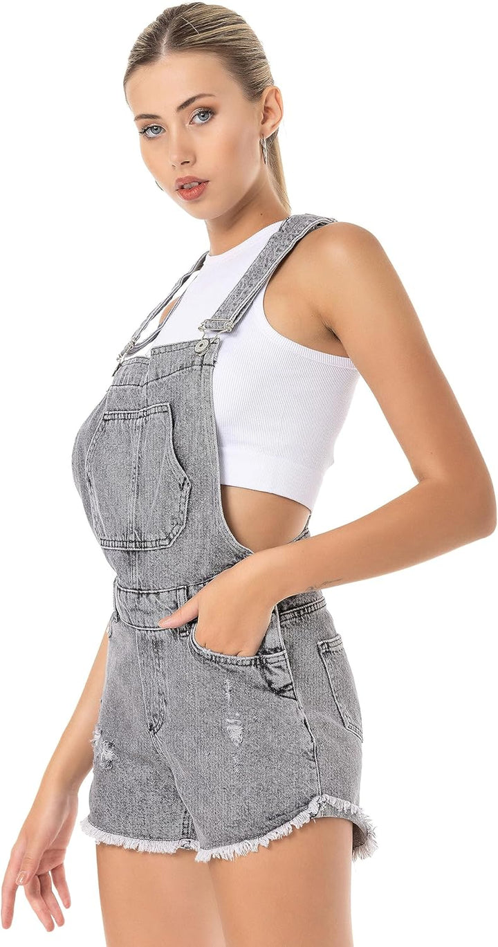Red Bridge Damen Shorts Kurze Hose Overall Latzhose Jeanshose 31W Grau, 31W Grau