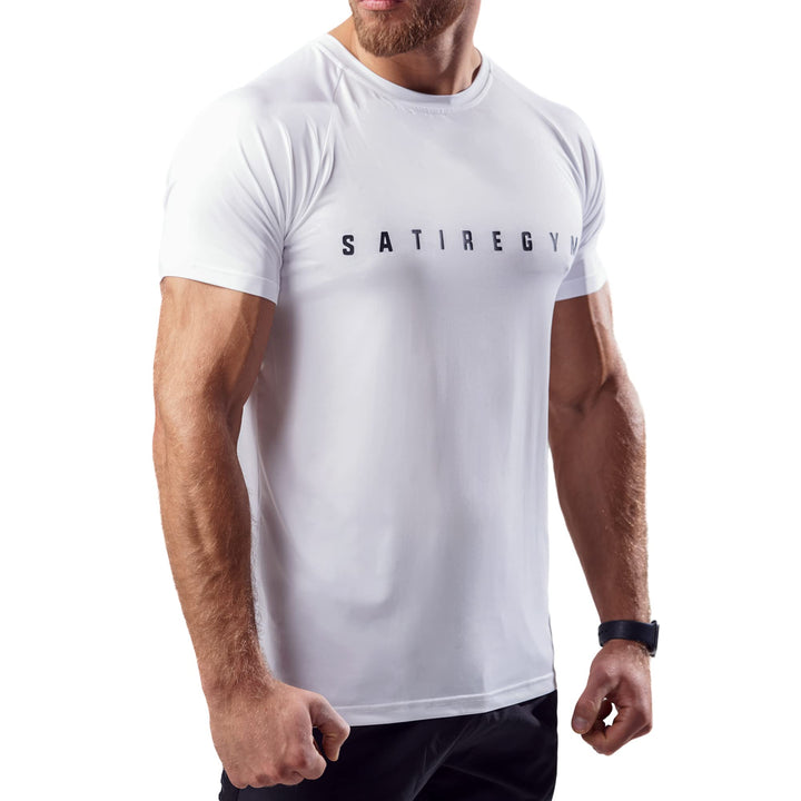 Satire Gym - Sport Shirt Männer atmungsaktiv - enganliegendes &amp; schnelltrocknendes Fitness Tshirt He