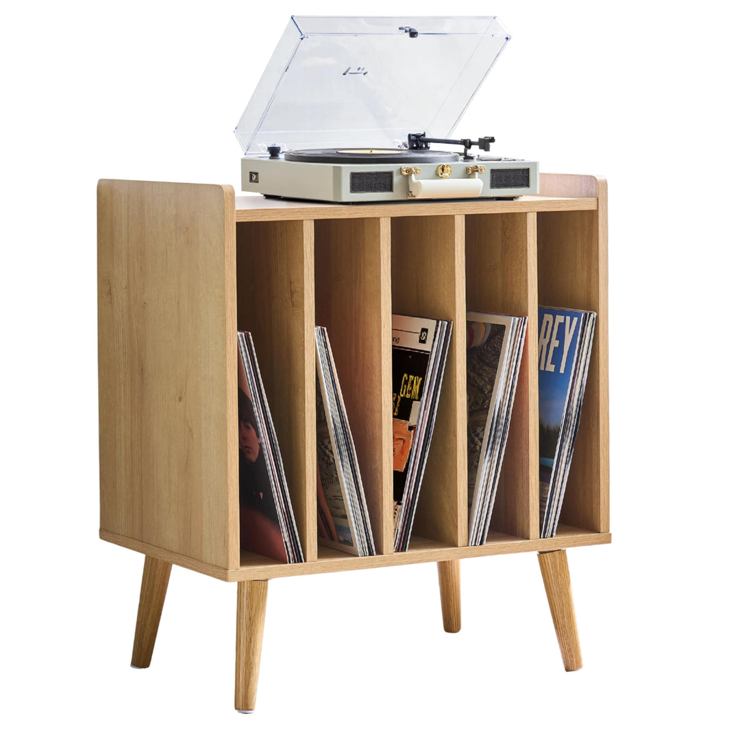 ACAZA Vinylmöbel – für Plattenspieler – 56,5 x 39 x 66 cm – Licht Eiche – Holzdesign – Vinyl-Aufbewa