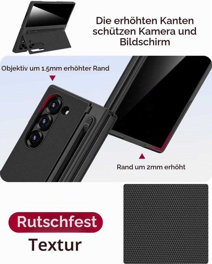 Miimall Kompatibel mit Samsung Galaxy Z Fold 5 Hülle mit S-Pen & Stifthalter, [Anti-SPY Displayschut