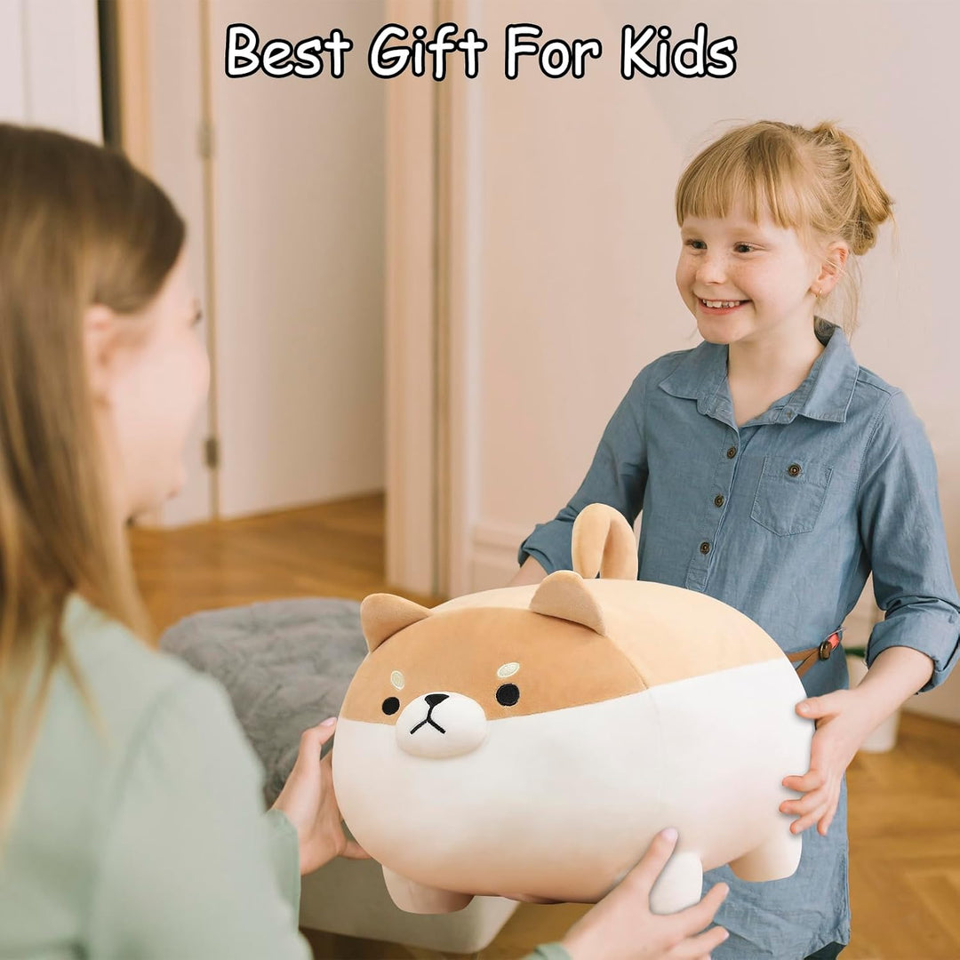 SQEQE Stuffed Animal Shiba Inu Plush Toy with 4 Baby Shiba Inu Plushies in her Tummy, Stuffed Cotton