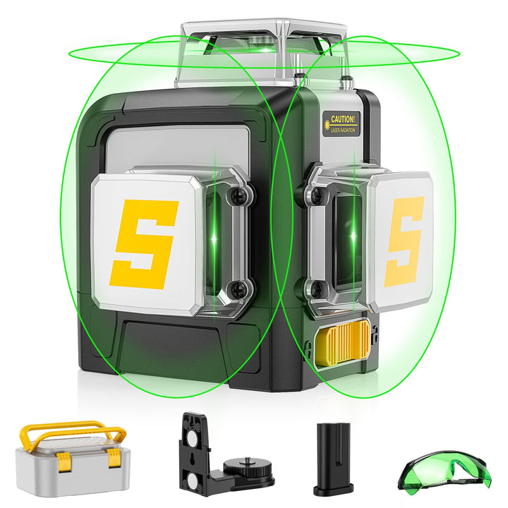 Kreuzlinienlaser 45M, SAVSEC 3X360 Grün Laser Wasserwaage bis zu 22, Linienlaser Selbstnivellierend