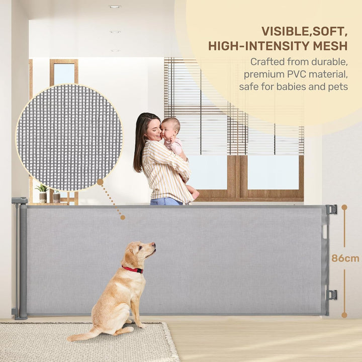 HollyHOME Treppenschutzgitter Ausziehbar 0-300cm,Türschutzgitter Extra Breit, Einhandbedienung, Sich