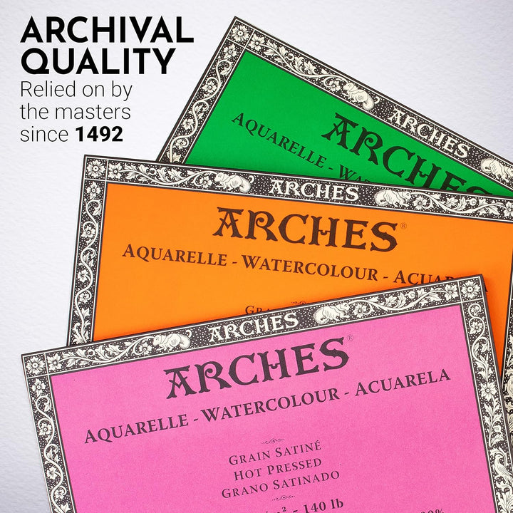 Arches 1795074 Aquarellpapier im Block (31 x 41 cm, 4-seitig geleimt, 300g/m² Satiniert) 20 Blatt na