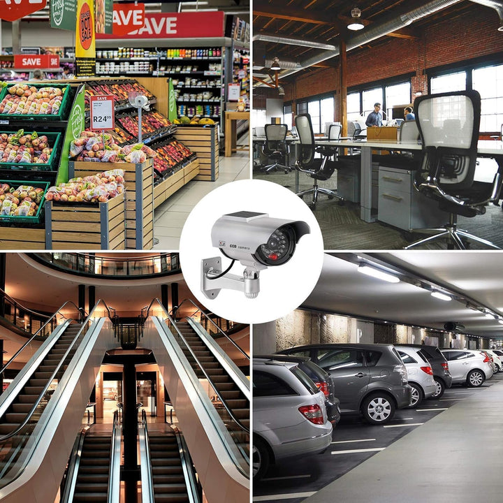 2 Stück Solar Dummy Kamera Fake Überwachung Kamera CCTV mit Blinkendem LED Licht Sicherheitskamera,S