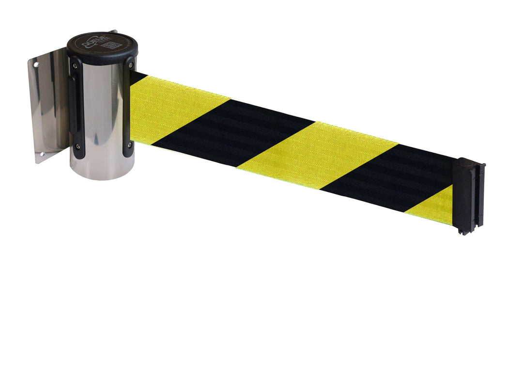 Flexibarrier Wandhalterung inkl. Absperrband (Economy) - 2.3m/4.5m (4.5m, Silber/Gelb-Schwarz) 4.5m