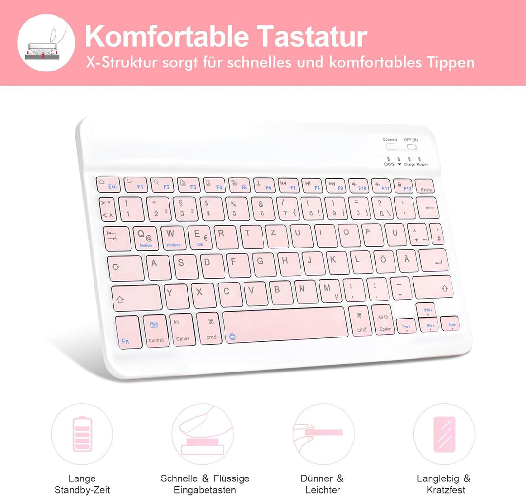 LAMA Samsung Galaxy Tab S6 Lite Hülle mit Tastatur, Kabellose Tastatur Hülle für Tab S6 Lite 10,4“ 2