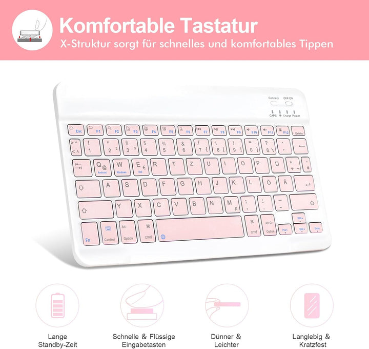 LAMA Samsung Galaxy Tab S6 Lite Hülle mit Tastatur, Kabellose Tastatur Hülle für Tab S6 Lite 10,4“ 2