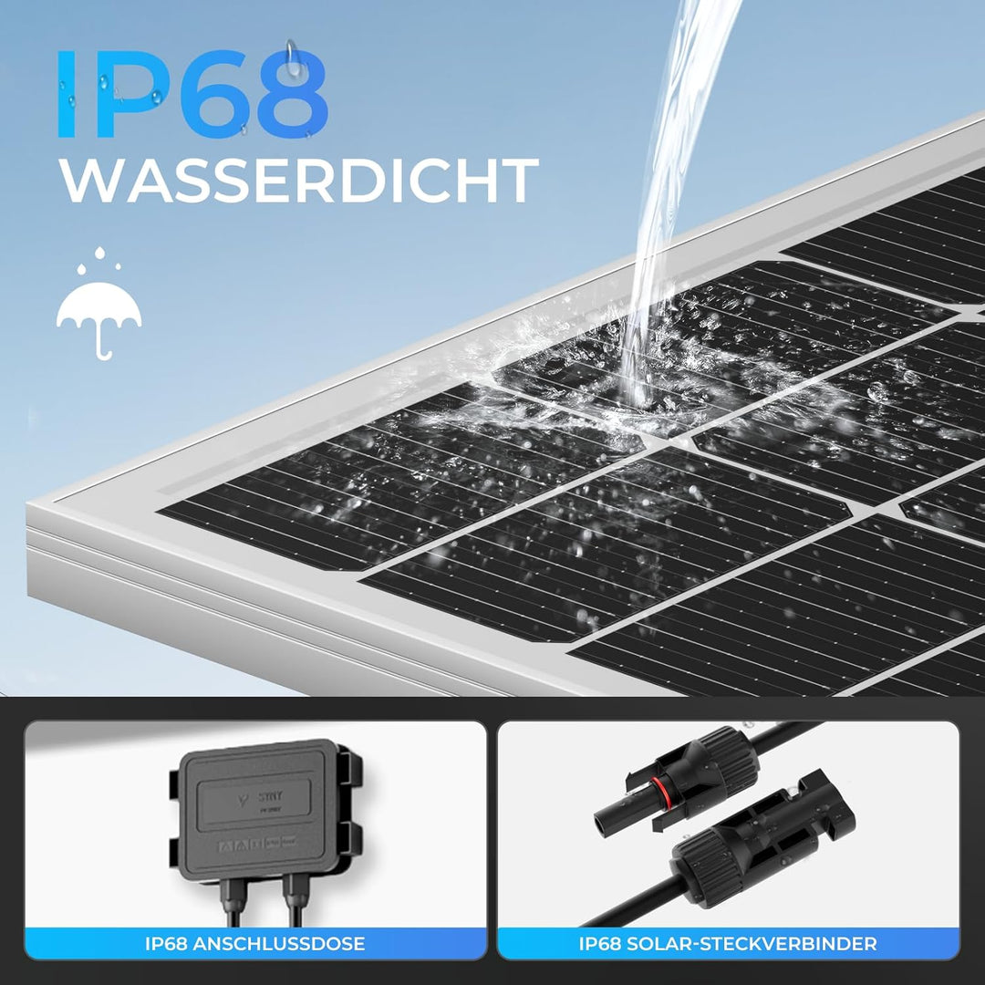 Solarpanel 120W, 12V PV Modul, SMBB Technologie, Hohe Effizienz Monocrystalline Solarmodul, Aluminiu