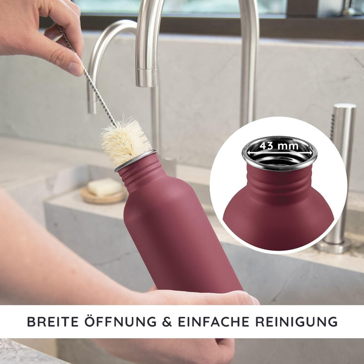 Bambaw Trinkflasche Edelstahl Kinder 500ml, Nicht-isolierte Trinkflasche Rot, Edelstahl Fahrrad Trin