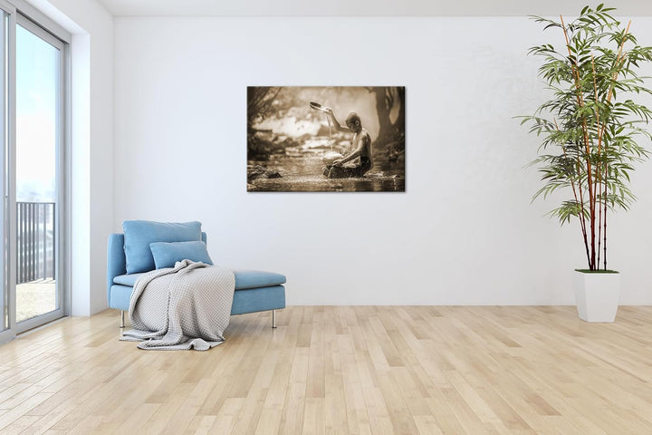 deyoli Buddhistischer Mönch Format: 80x60 Effekt: Sepia als Leinwandbild, Motiv fertig gerahmt auf E