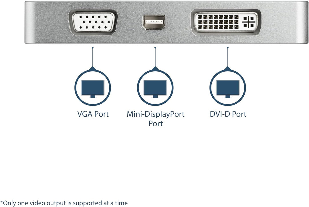 StarTech.com Aluminium Reise A/V Adapter 4-in-1 USB-C auf VGA, DVI, HDMI oder mDP - USB Type-C Adapt