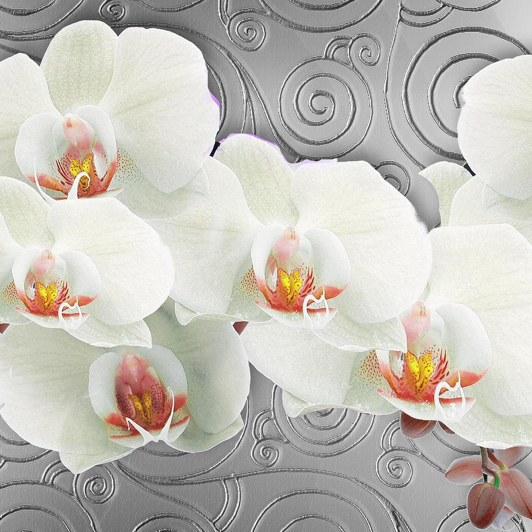 Runa Art Wandbilder Blumen Orchidee 5 Teilig Bild auf Vlies Leinwand Deko Wohnzimmer Abstrakt Grau W