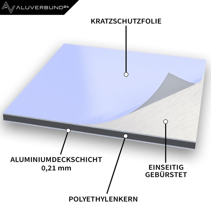 Aluverbund 24 Aluverbundplatte, Aluminium Platte, 3mm dick, Gold-Gebürstet/007, 40x150cm 40x150cm Go