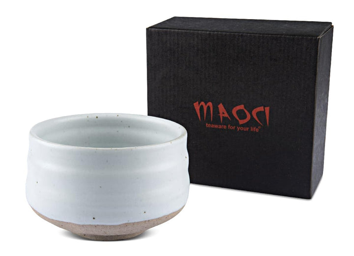 MAOCI - Matcha-Schale Chawan aus Porzellan 400ml hell handgefertigt - als Geschenkbox