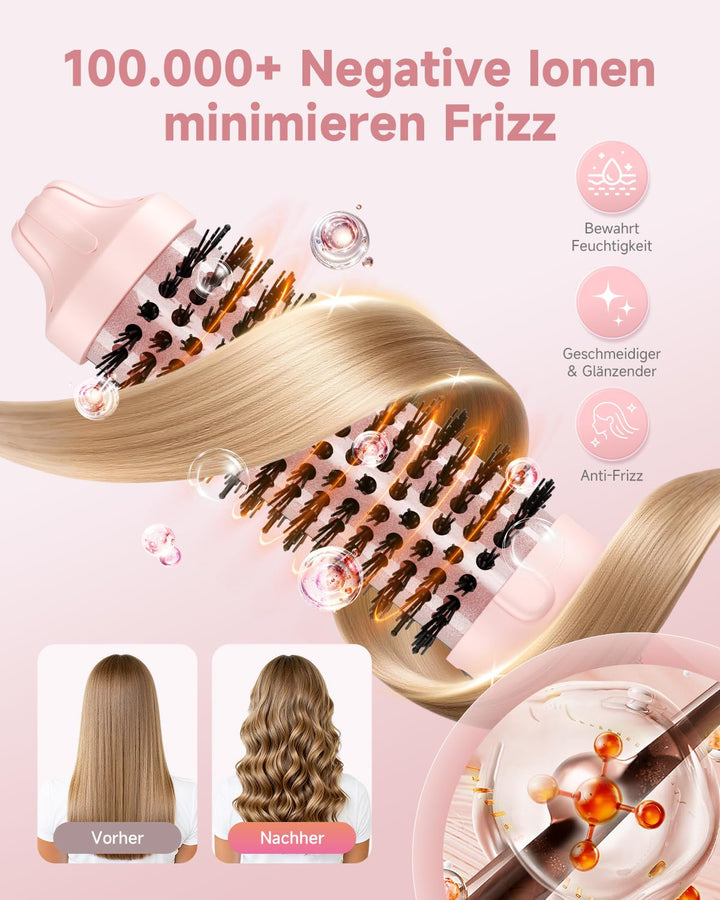 Thermobürste FLYZEMAA, Thermal Brush 38mm - Runder Heizkamm für natürliche Locken und glatteres Haar