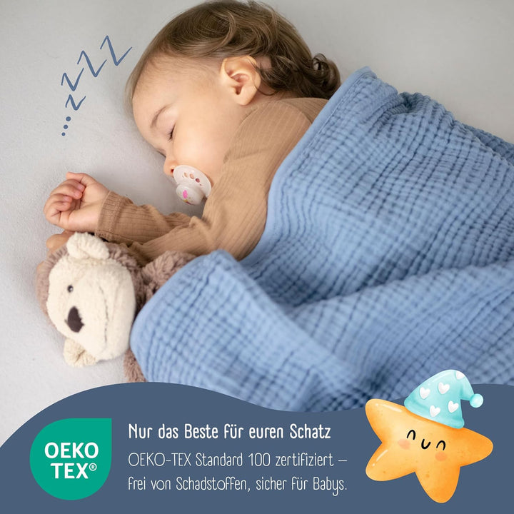 BEARFOOT Babydecke - Musselin Fleecedecke (Baumwolle, Fleece) flauschig weiche Kuscheldecke, Baby/Ne