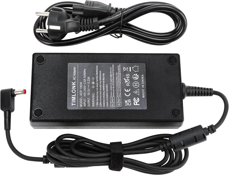 TIMLONK 180W 19.5V 9.23A Netzteil Ladekabel Ladegerät für Acer Nitro 5 AN515-41 AN515-42 AN515-51 AN