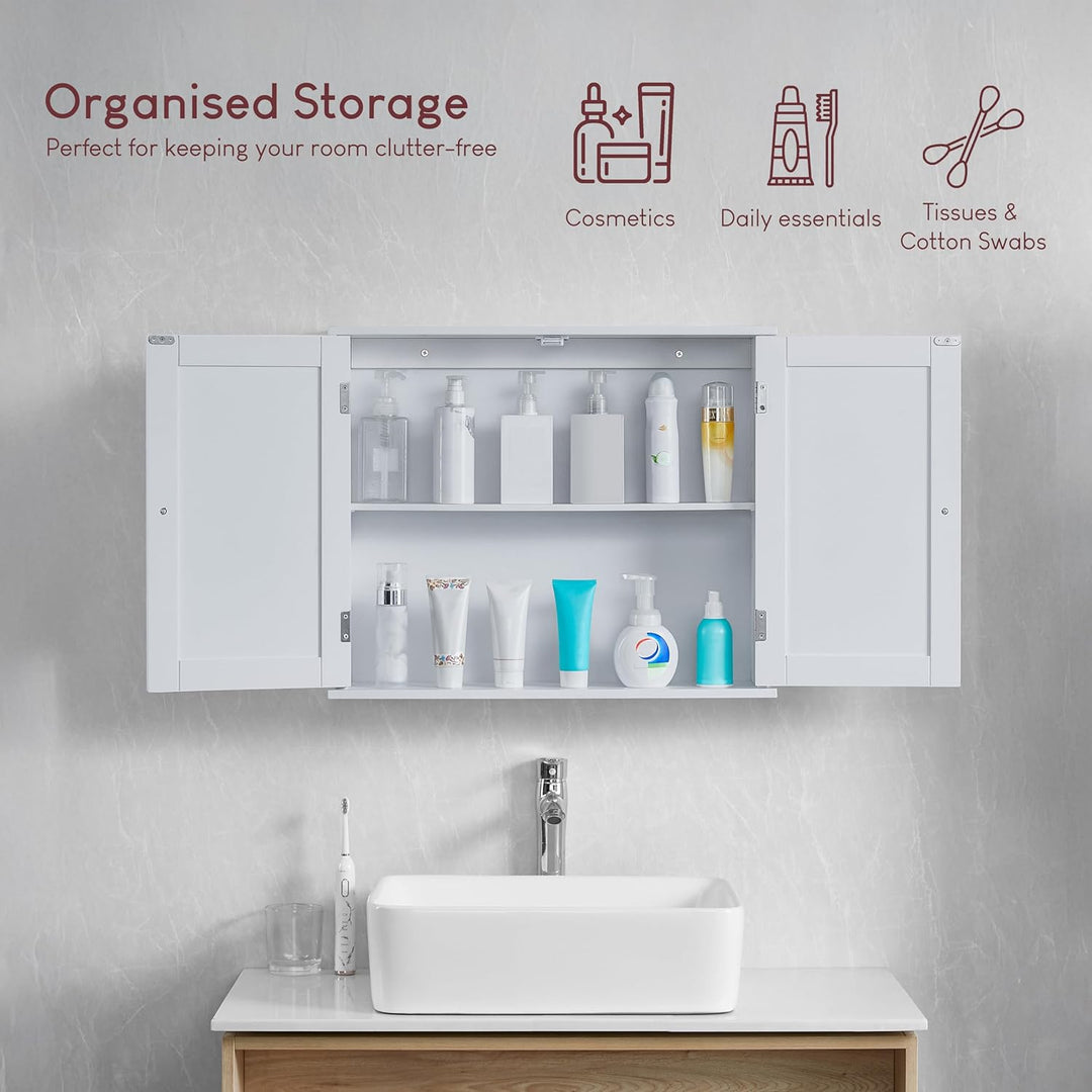 Bath Vida Badezimmerschrank, 2 Türen, Wandmontage, Holz, weiss 15 x 60 x 50 cm Wandmontierter Badezi